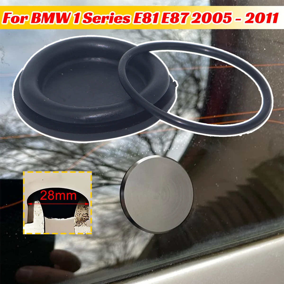 

New Car Rear Window Wiper Windshield Delete Bung Seal Blade Arm Cap For BMW 1 Series E81 E87 2005-2011 116/118/120/130 i 28mm