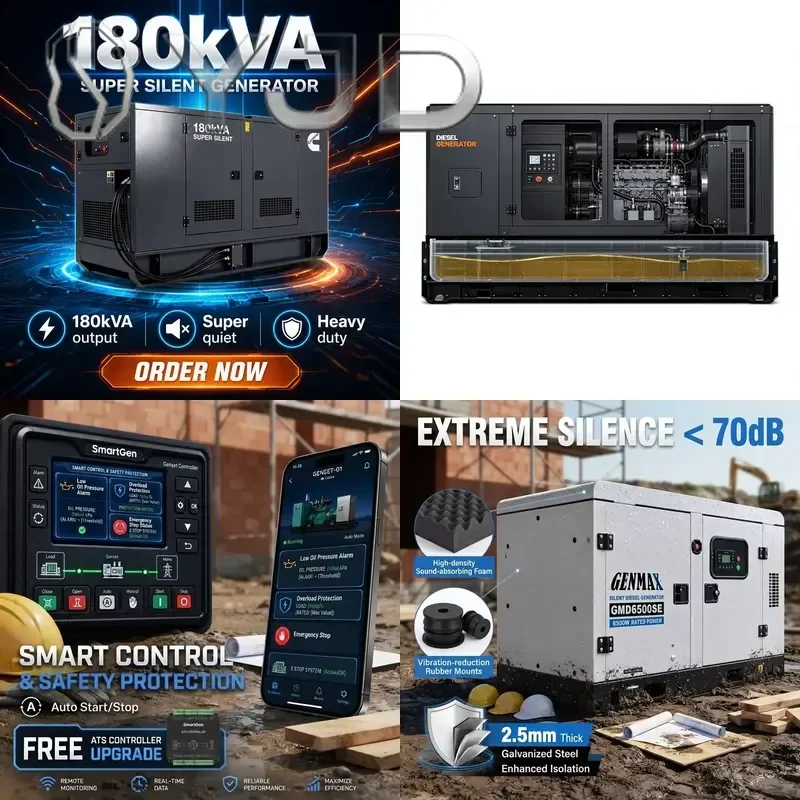 High Quality High Stability Portable Silent Type Open Frame Generator Set 12V DC Start10kva 50kva180kva