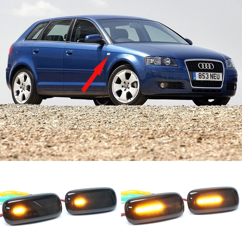 

2X LED Dynamic Side Marker Turn Signal Lights Indicator Lamps 8n0 949 127a For Audi A3 S3 8L 00-03 A8 D2 99-02 TT 8N 00-06