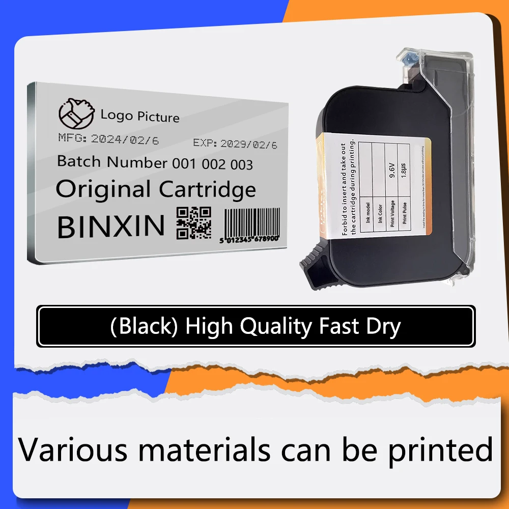 Baiyi Solvent Ink Cartridge Half inch 12.7mm Jet Ink for Handheld Printer Batch Coder Thermal Inkjet Machine
