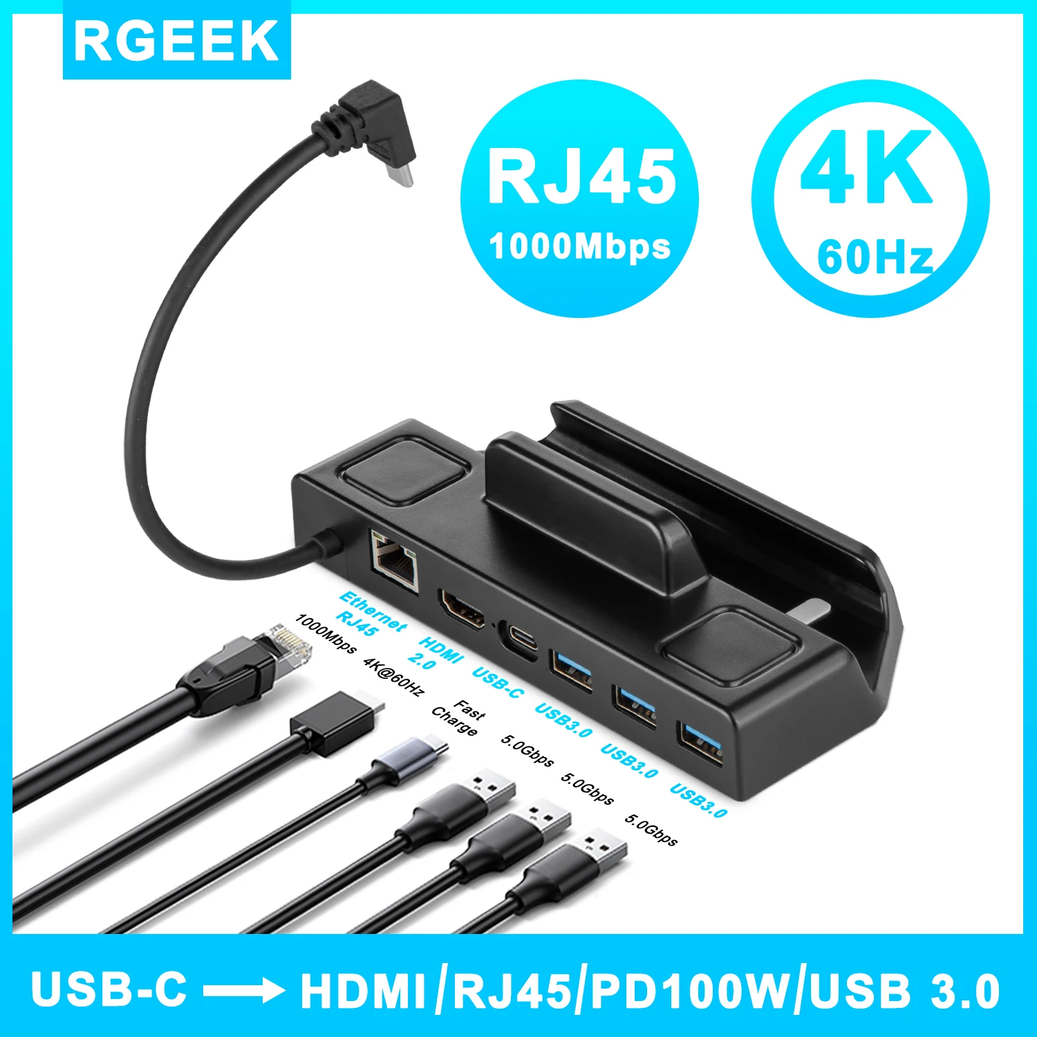 Steam Deck Docking Station TV Base Stand Hub Holder Dock USB C to