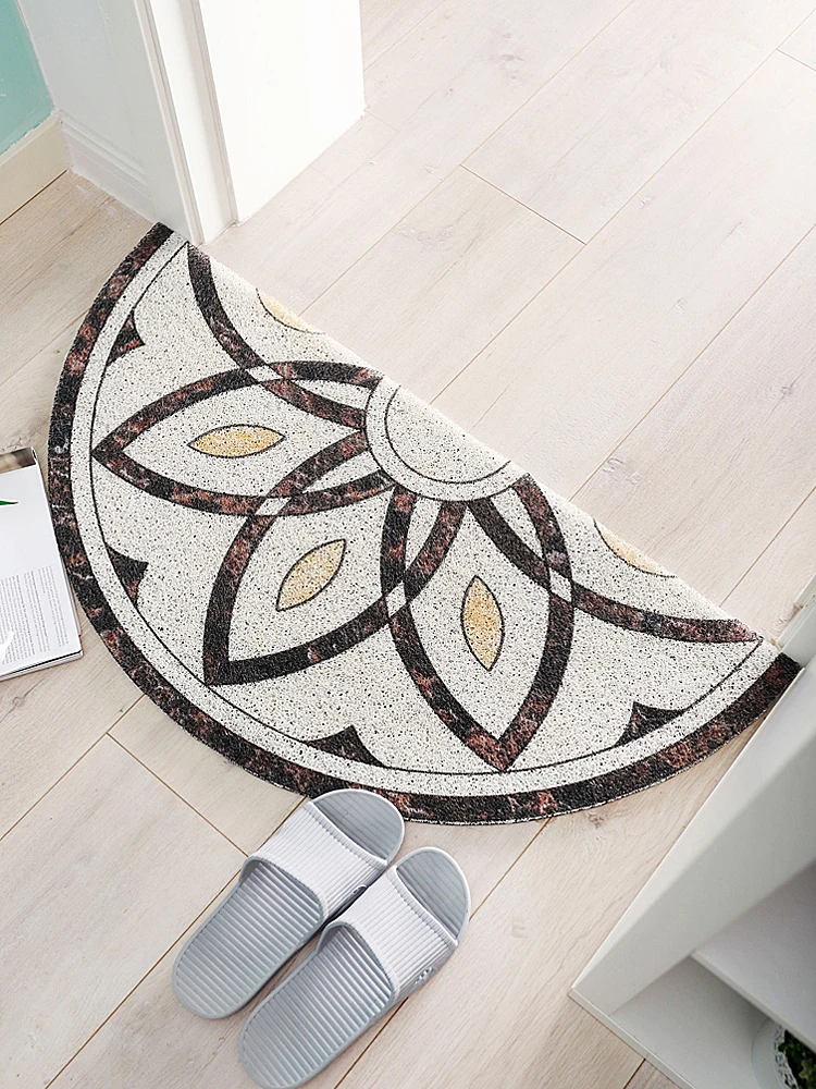 Half Round Door Mats,Marble Design Heavy-Duty Rug Welcome Mat for Front Door Non-Slip Rubber Backing,Durable Front Outside