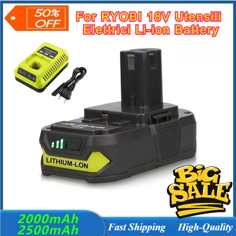 

2000mAh/2500mAh for RYOBI P108 18V One + Plus Batteria 18V Utensili Elettrici Li-ion Battery P104 P107 RB18L50 RB18L20 P108
