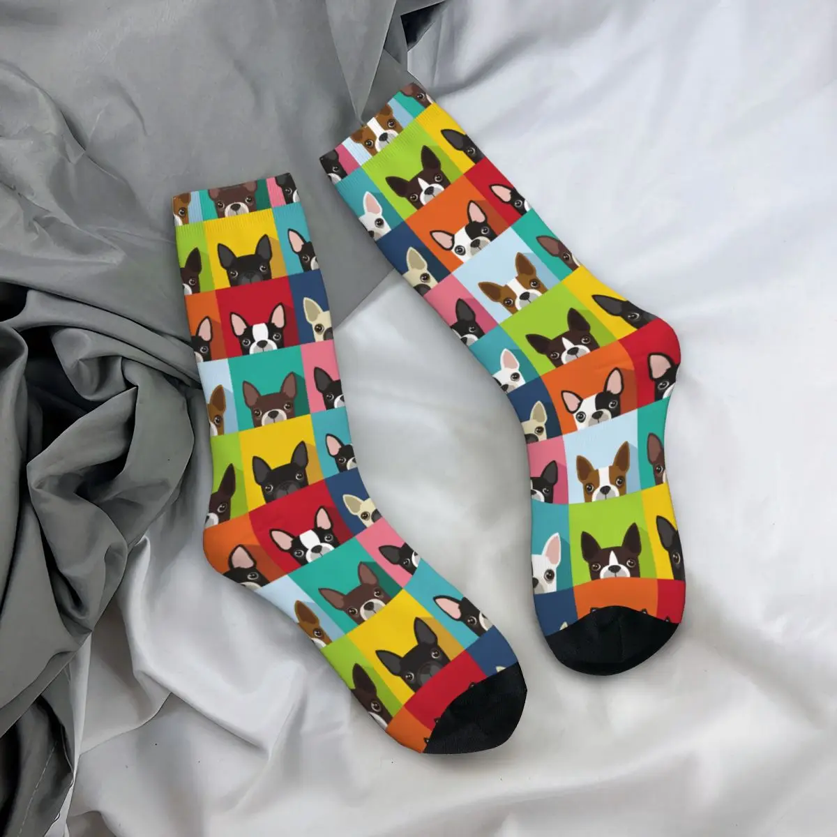 

Cute Boston Terrier Animal Socks Men Women Polyester Casual Watercolor Dog Socks Crazy Spring Autumn Winter Stockings Gifts