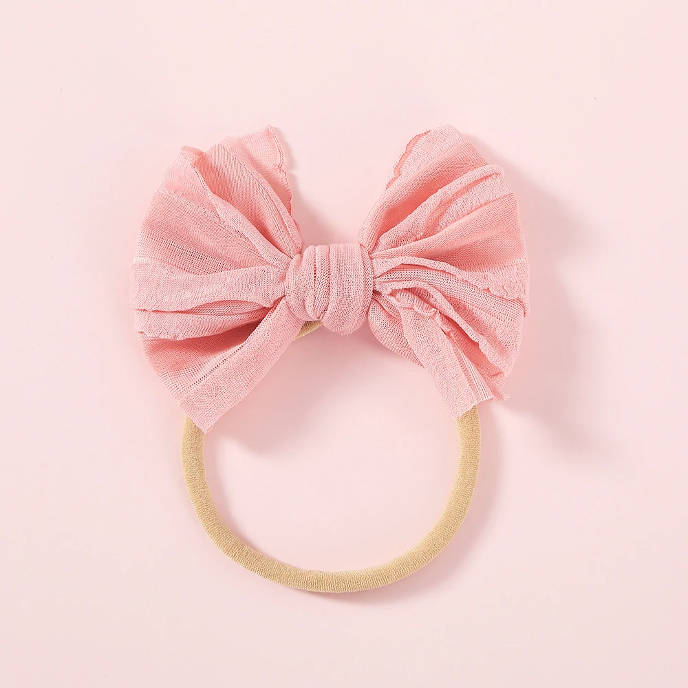 Bow Hair Bands ForBaby Girl Cute Newborn Solid Color Headband For Kid Elastic Turban Soft Nylon Children Hair Accessories