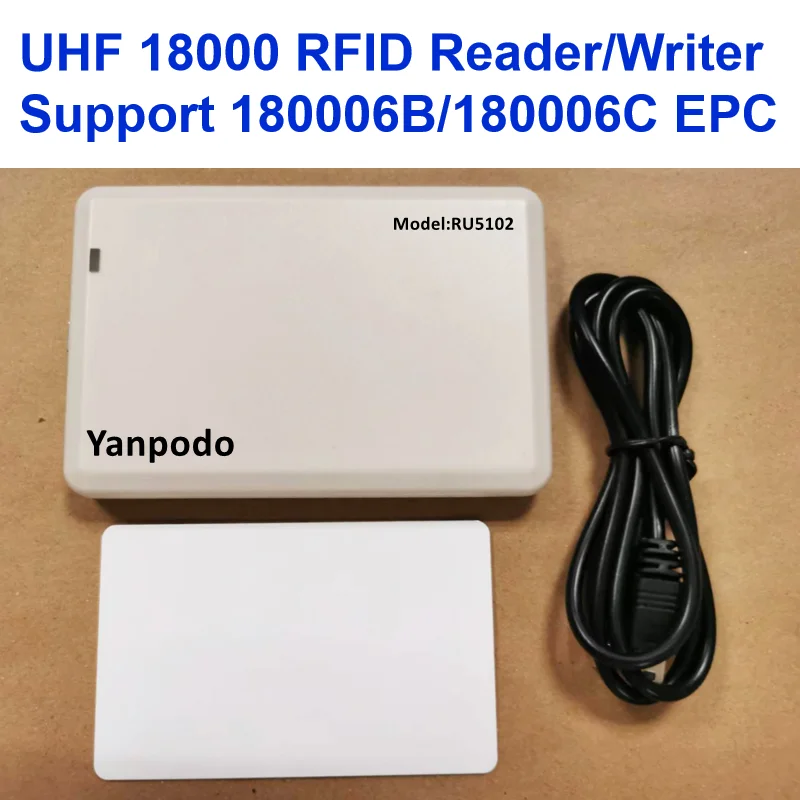 Yanpodo UHF desktop usb uhf rfid reader writer ISO18000-6B/6C for access control system free uhf sample card, SDK demo software