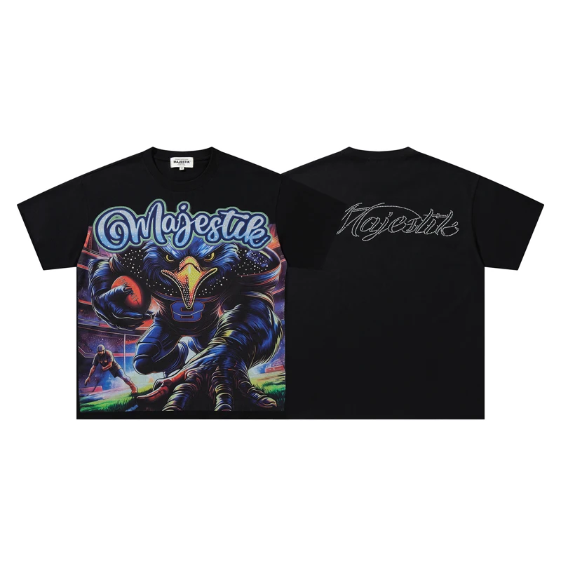 2026 Vintage Skeleton Eagle Football Graphic T-Shirt Kids Adults Retro Full Print Short Sleeve Streetwear Tee Top