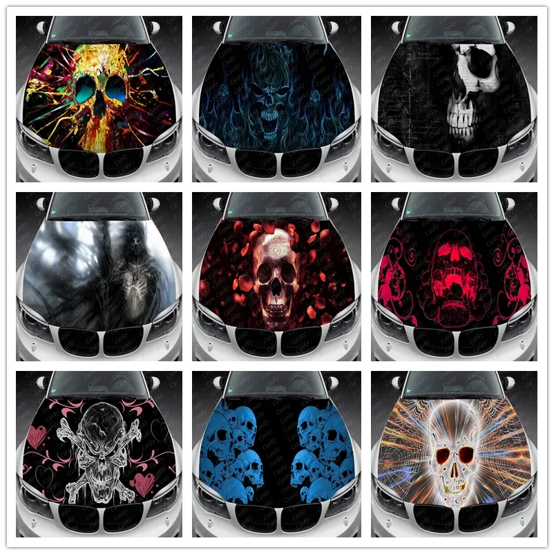 

Fantasy - Dark Skull Car Hood Vinyl Stickers Wrap Vinyl Film Engine Cover Decals Sticker Universal Auto Accessories Wrap Cover