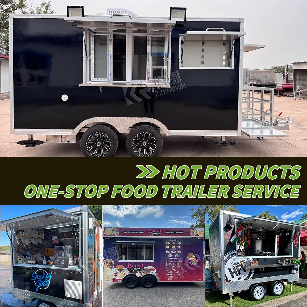 モダンスタイルのカスタムケータリングフードトレーラー、移動式アイスクリームBBQファストフードトラック（フルキッチンと冷蔵庫付き）
