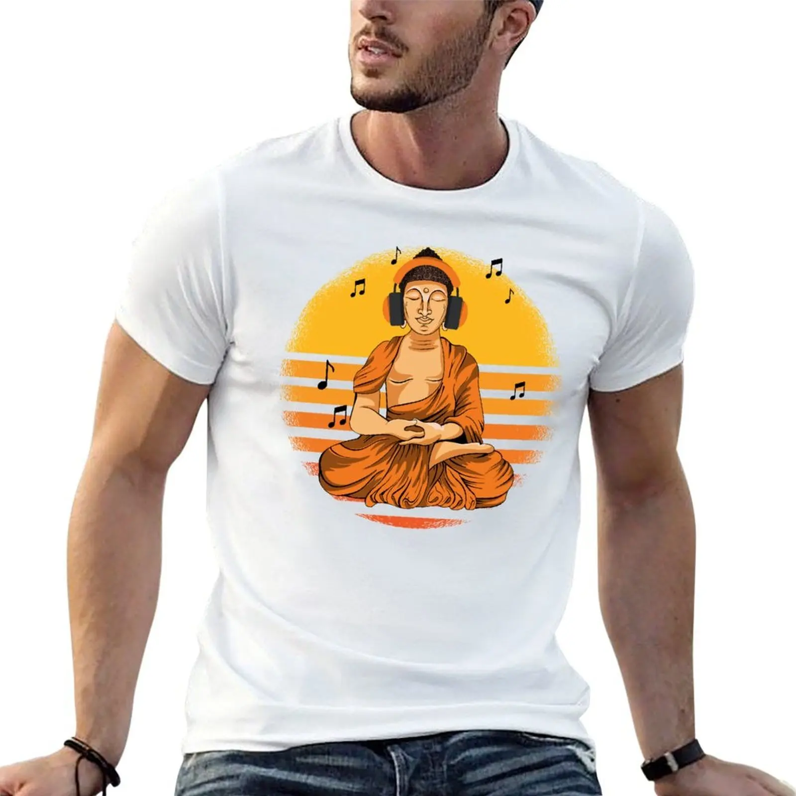 

Buddha with headphones. T-Shirt t shirt man designer g man t shirts for men t shirt man casual T-shirt