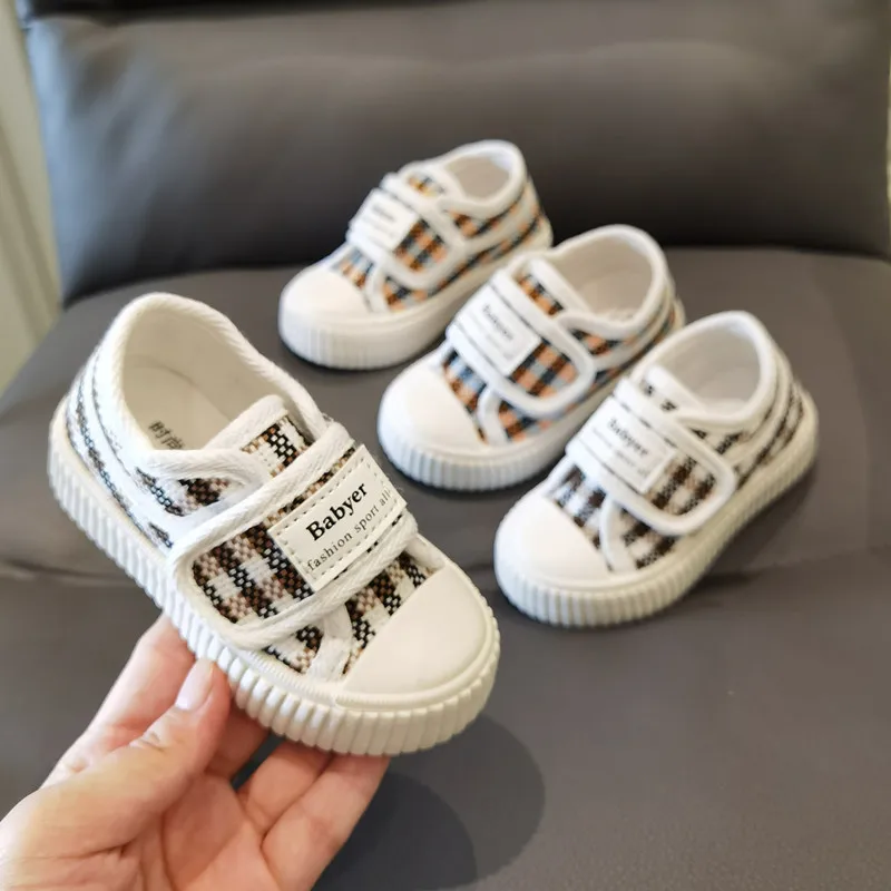 Kid Shoe Girl Canvas Shoes Boy Checkered Shoes Spring Autumn Soft Soled Casual Shoe Girl Sports Shoes Versatile Boy Board Shoe