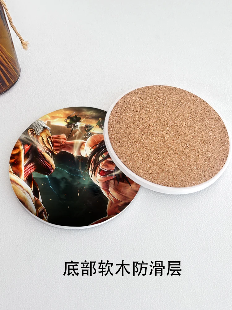 Anime Shingeki No Kyojin/Attack on Titan Levi Ackerman Cosplay Ceramic Coaster  Anti-slip Individuality  High Appearance Level