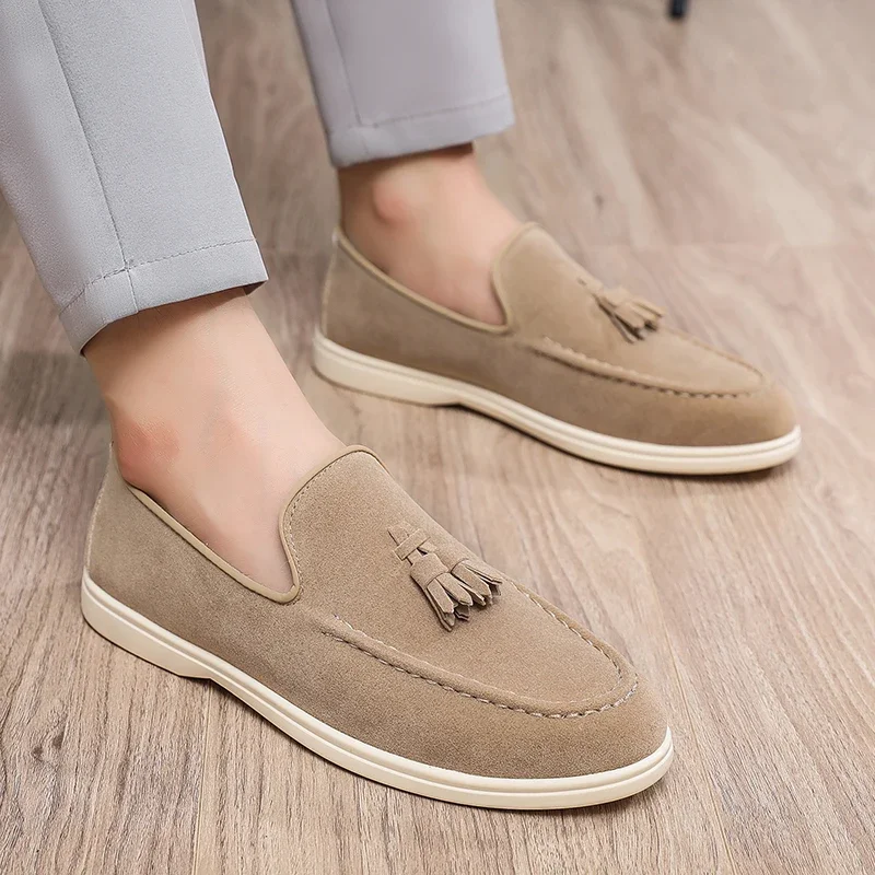 

Fashion Comfortable Men Casual Shoes Outdoor Black Suede Man Loafers Soft Breathable Slip on Mens Boat Lazy Shoes