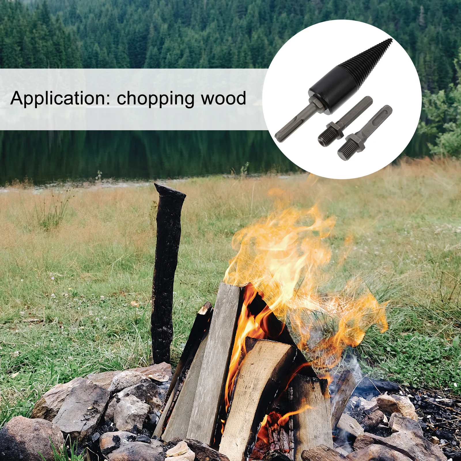 

1Set Wood Splitting Drill Bit Cone Screw High Steel Firewood Splitter Log Splitting Tool Impact Resistant Abrasion Resistant