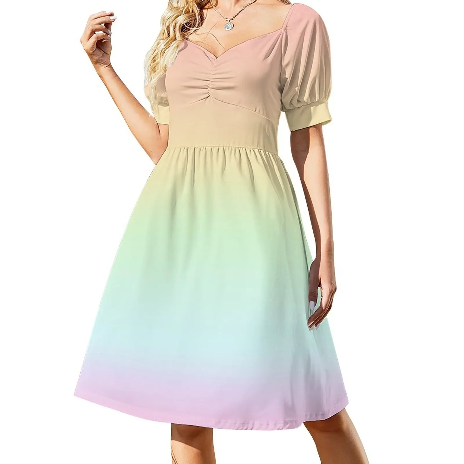 

Pastel Rainbow Gradient Sleeveless Dress elegant women's dresses sale summer dresses