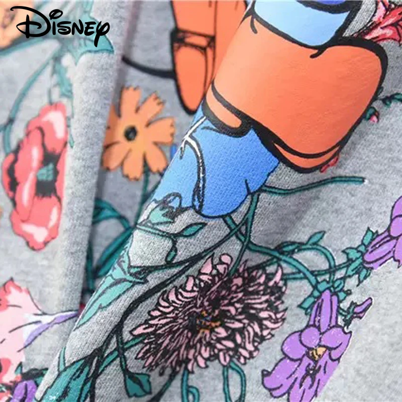 Disney Năm 2022 Mới Xuất Hiện Thời Trang Thu Đông Cotton Ngắn Cổ Tròn Ins Cặp Đôi Giày Hoạt Hình Chuột Mickey In Dài Tay Áo