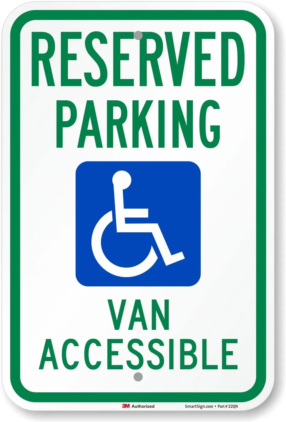 

Handicapped Parking Metal Sign, Reserved Parking Van Accessible 18x12 inch, Heavy Duty Reflective Aluminum, Green Blue White