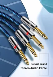 Dual 1/4'' TS Mono to 2 x 1/4 Inch Male 6.35mm Audio Cable for Amplifier Mixer Guitar Synthesizer Keyboard OFC Shielded Cords