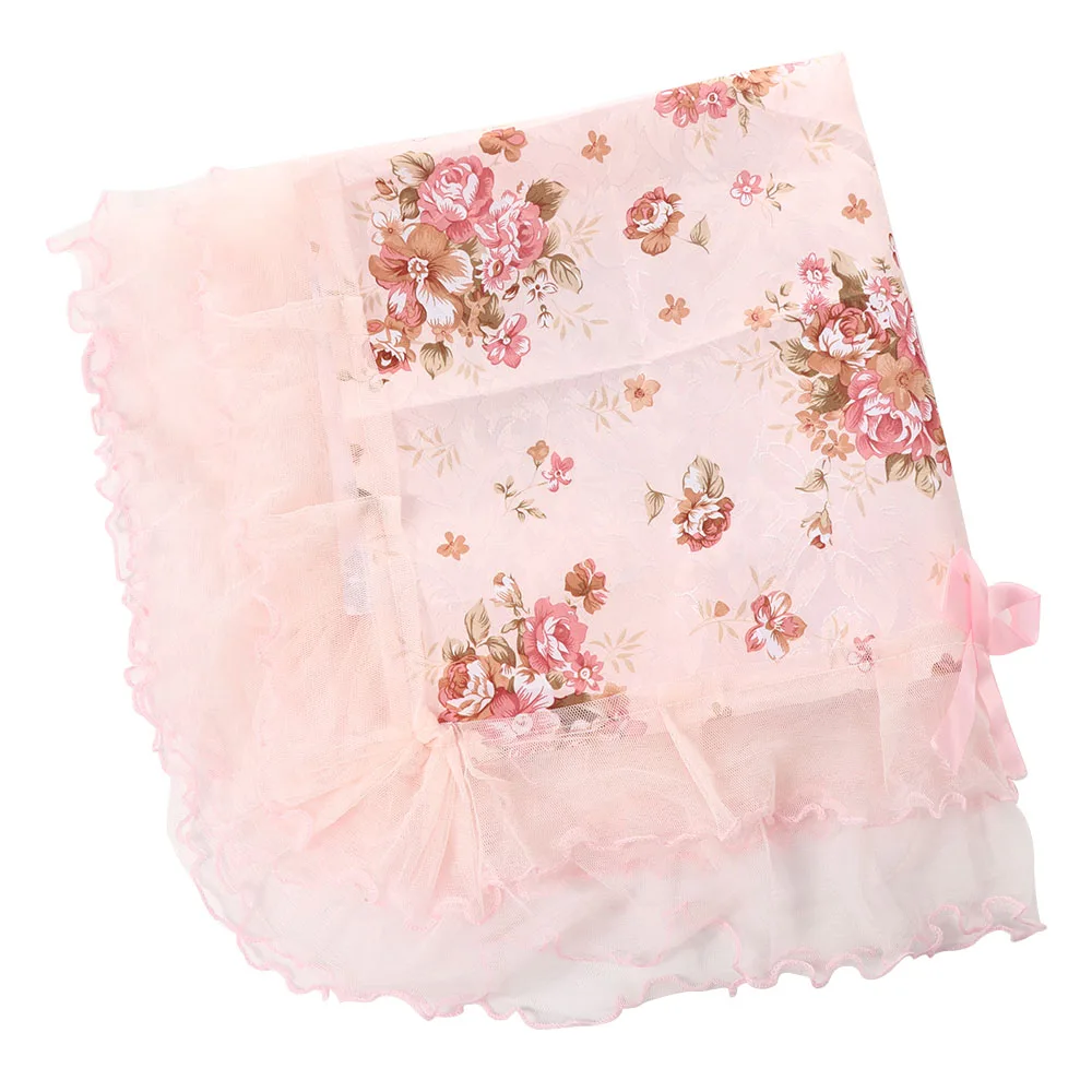 

Pastoral Cover Dust-proof Bedside Cabinet Decoration Lace Table Cloths Pink Flower Rectangular Table Cover