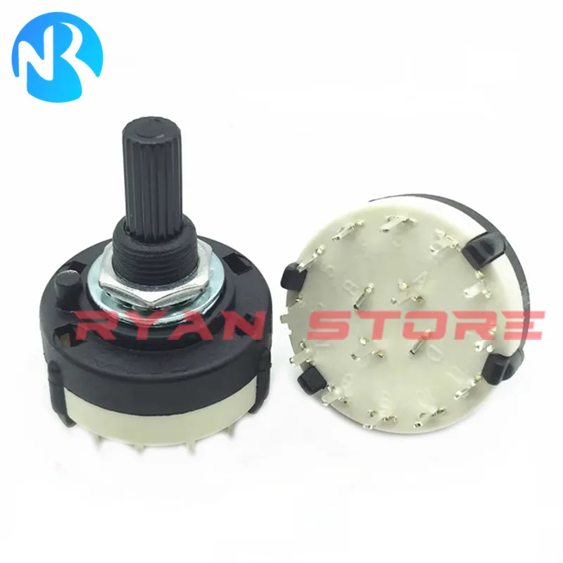 2PCS SR26MM Plastic Rotary 26MM Band Switch 1 Pole 12 Position Handle Length 20MM Axis Band Switch SR-16 2 3 Pole 4 6 Position