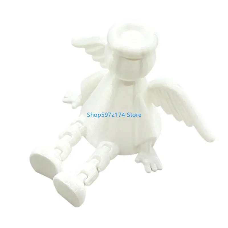 Y3NB Handcrafted 3D Print Angel Sculpture Movable Legs Desktop Shelf Decoration Gift