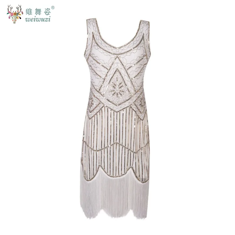 여성 파티 드레스 1920년대 그레이트 개츠비 플래퍼 베스티도스 시퀸 비즈 프린지 이브닝 드레스 V넥 장식 프린지 슬리브리스