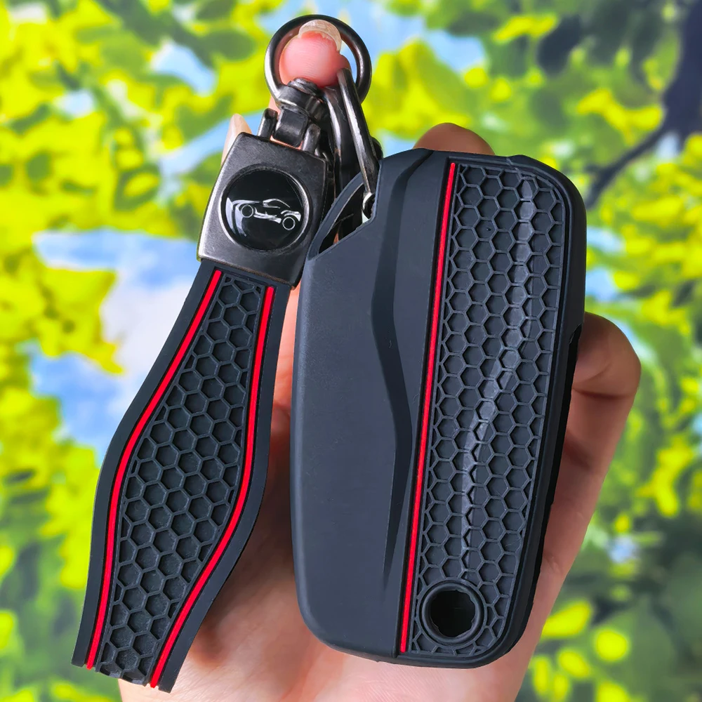 Racing Central Stripe Silicone Key Fob Cover With Keychain for DUCATI Multistrada V2 V2S V4 V4S 1260S 950S Key Holder
