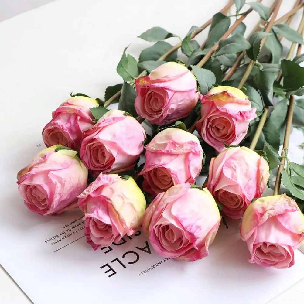 Simulation Blume dickere Blüten blätter realistisch gebogen Einzel zweig künstliche Rose Blume gefälschte Pflanze Geschenk Dekoration Maison