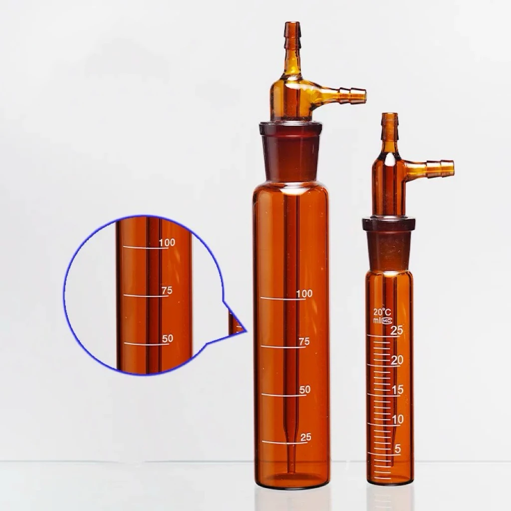 10ml/25ml/50ml/75ml/125ml/250ml/275ml Brown Lab Glass Straight Impact Absorber Bottle Absorption Tube Gas Sampling Bottle