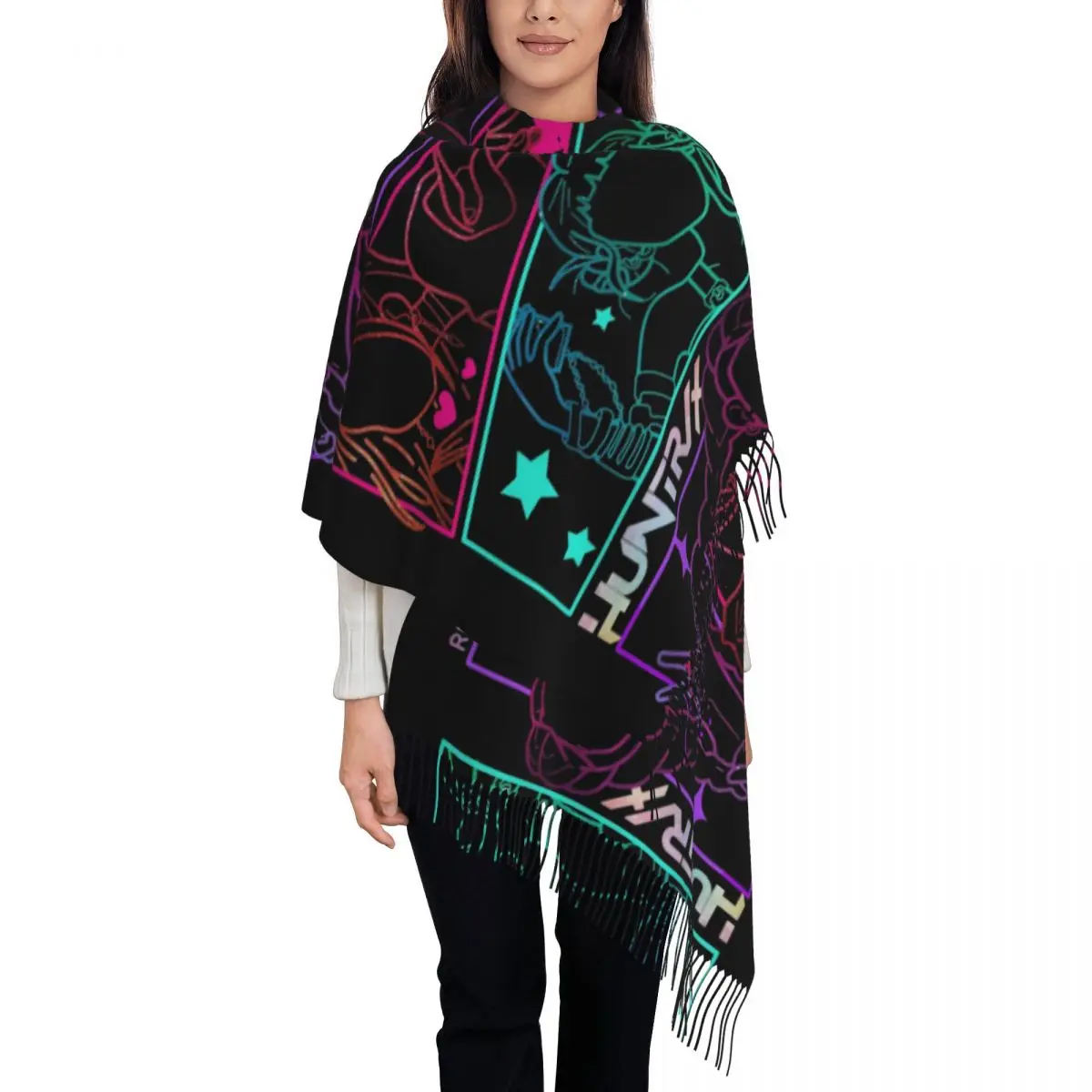 

Huntrix шаль для женщин зимний теплый большой длинный шарф Kpop Demon Hunters пашмины шаль шарфы