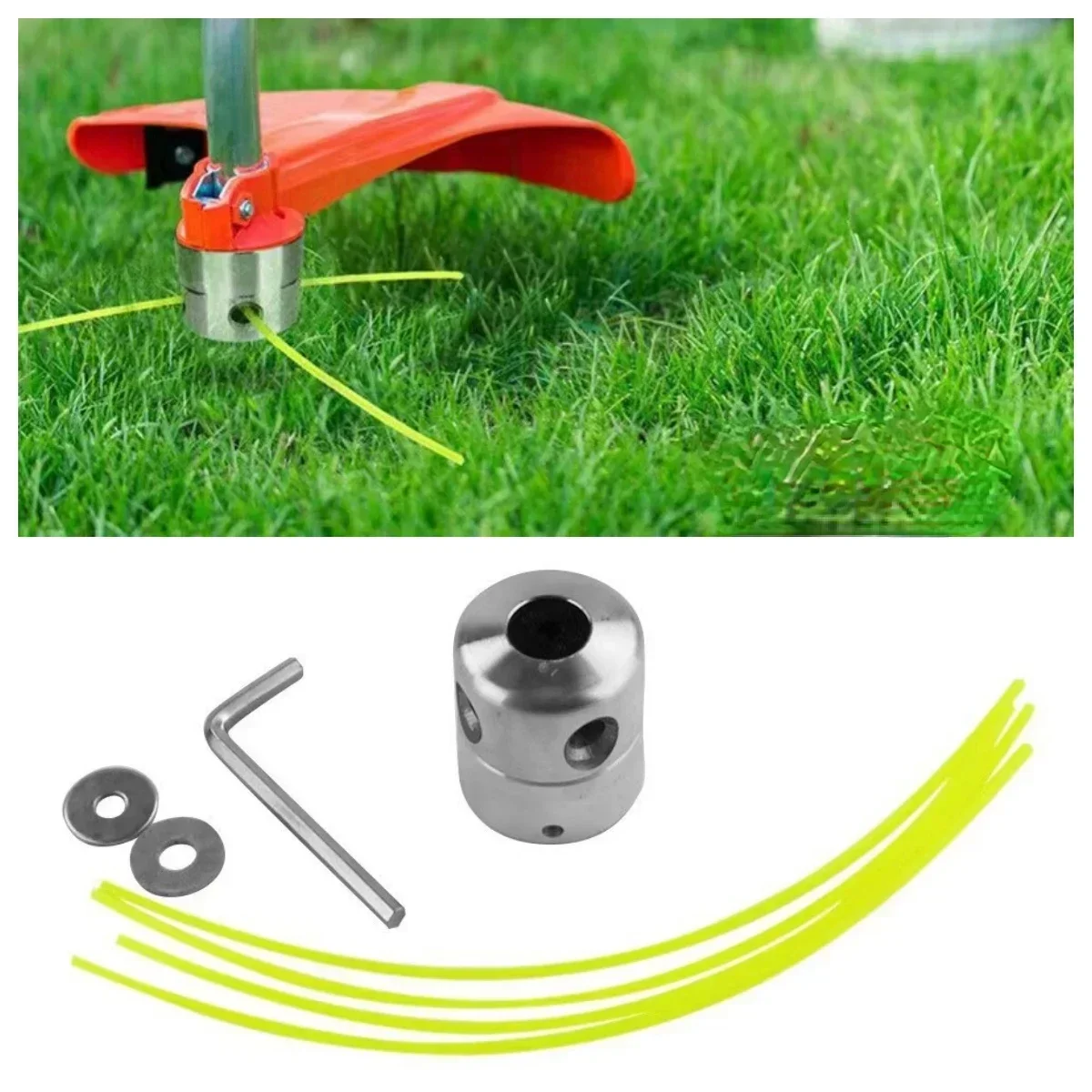 Universal Aluminum Trimmer Head with Four Trimmer Lines for Brush Cutter Grass Trimmer Head Replacement Tool Part