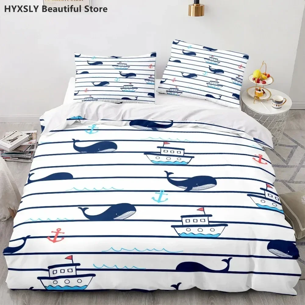 

Ship Anchor Nautical Comfortable Duvet Quilt Cover Pillowcase Bedding Set Children Bedroom Decoration Home Textile