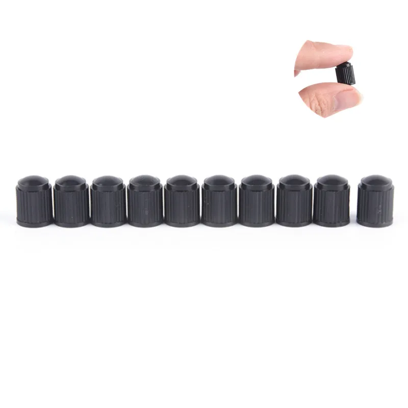 100Pcs/lot Black Plastic Dust Valve Caps Bike Car Wheel Tyre Air Valve Stem Caps Ribbed For Extra Grip