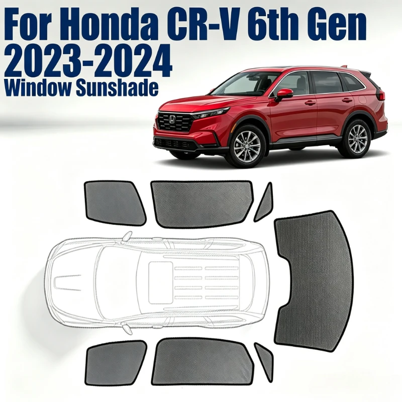 For Honda CR-V 6th Generation 2023-2024 Custom Magnetic Car Window Sunshade Curtain Mesh Front Windshield Frame Curtain CRV