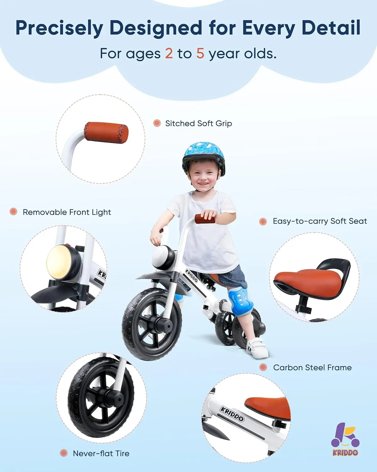 2-in-1 Kids Balance Bike and Kids Tricycle for 2 to 5 Year Old, Toddler Balance Bike with Detachable Pedals, Tricycles for 3-5 Y