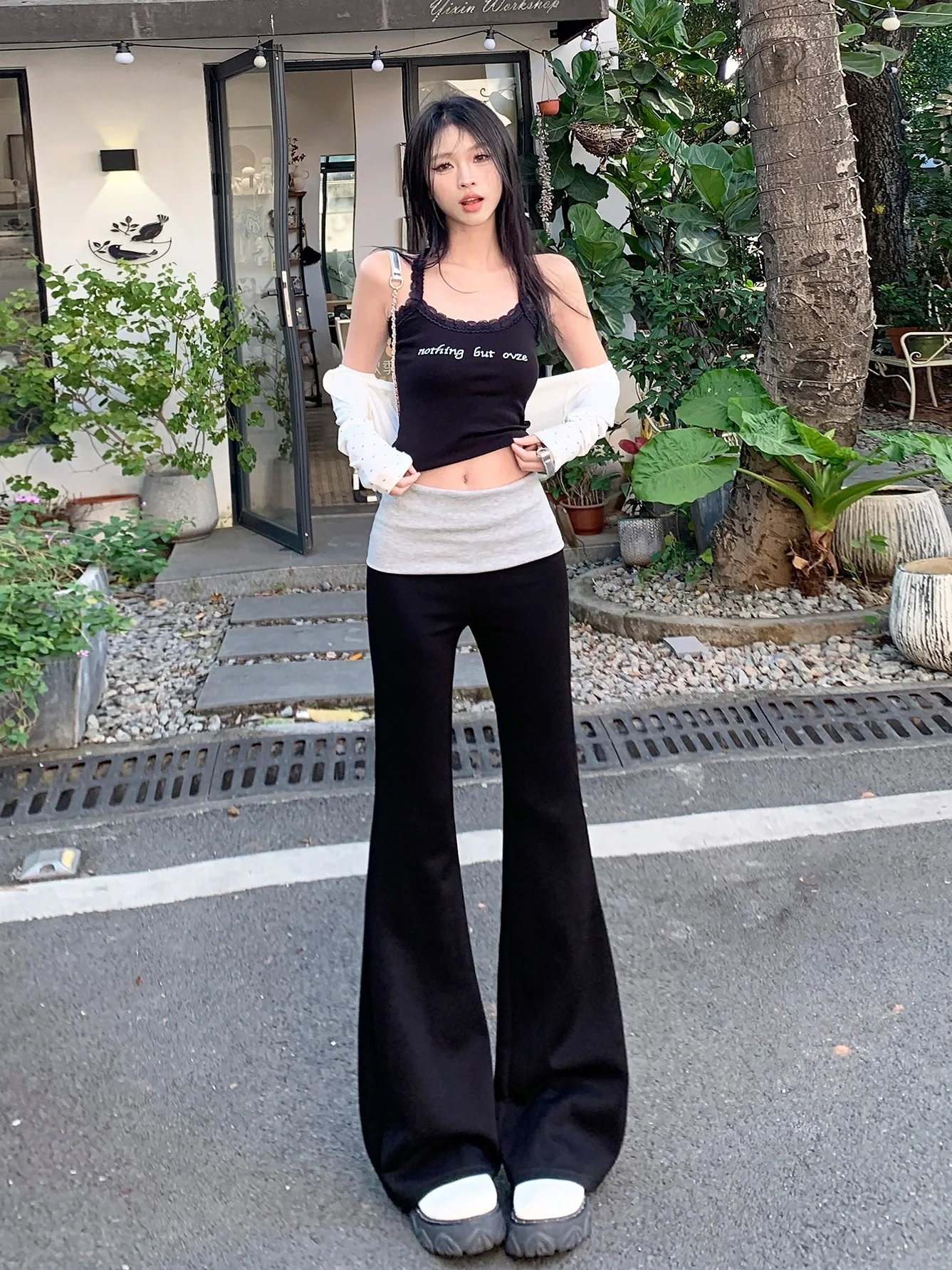 

2025 New Women's Yoga Pants High Waist Flared Korean Sle Casual Trousers Ele Personali Small Size Sensation Faion