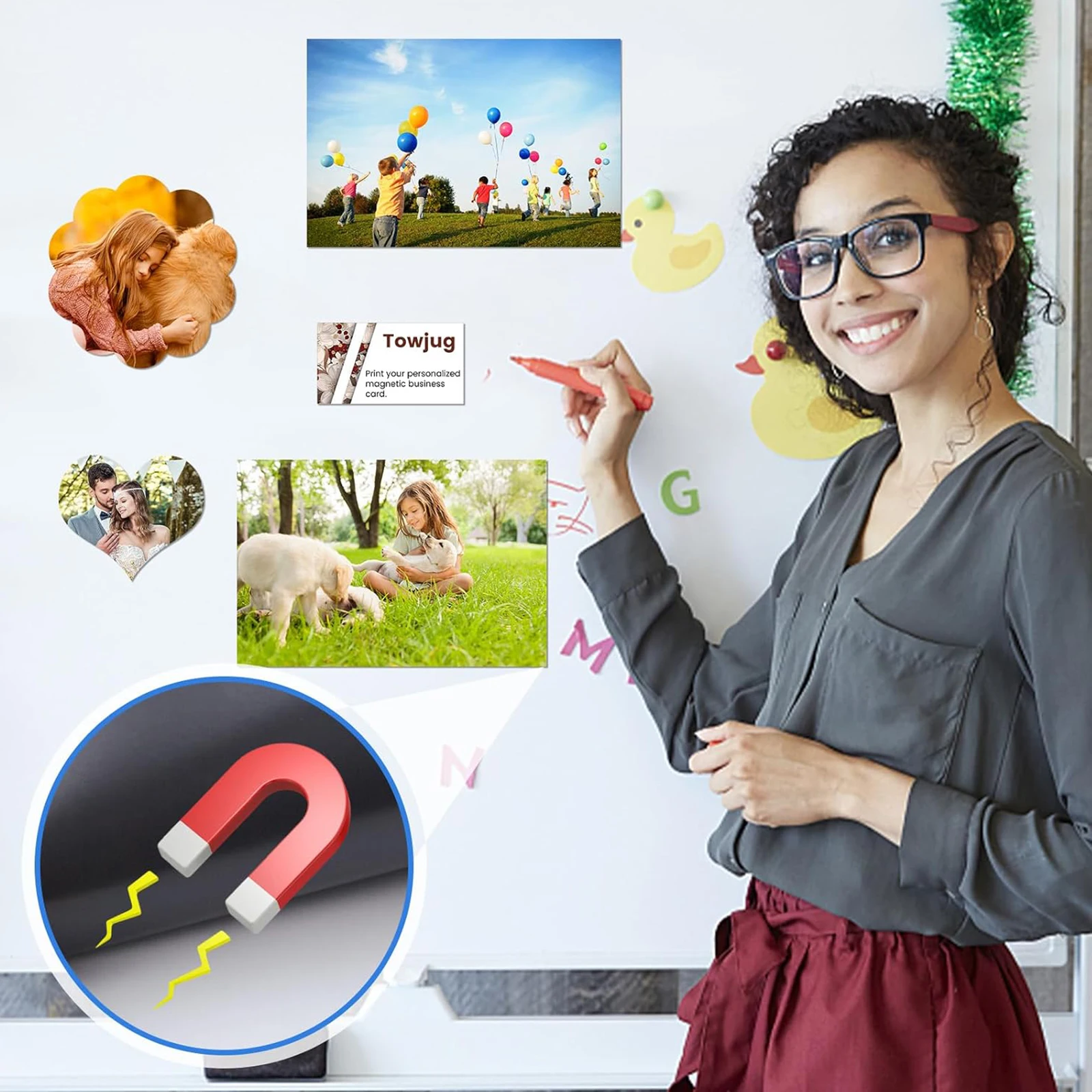 ESHANG 10 Sheets 4R(4×6 Inches) Glossy Printable Magnetic Photo Paper,Non-Adhesive, Suitable for Inkjet Printer