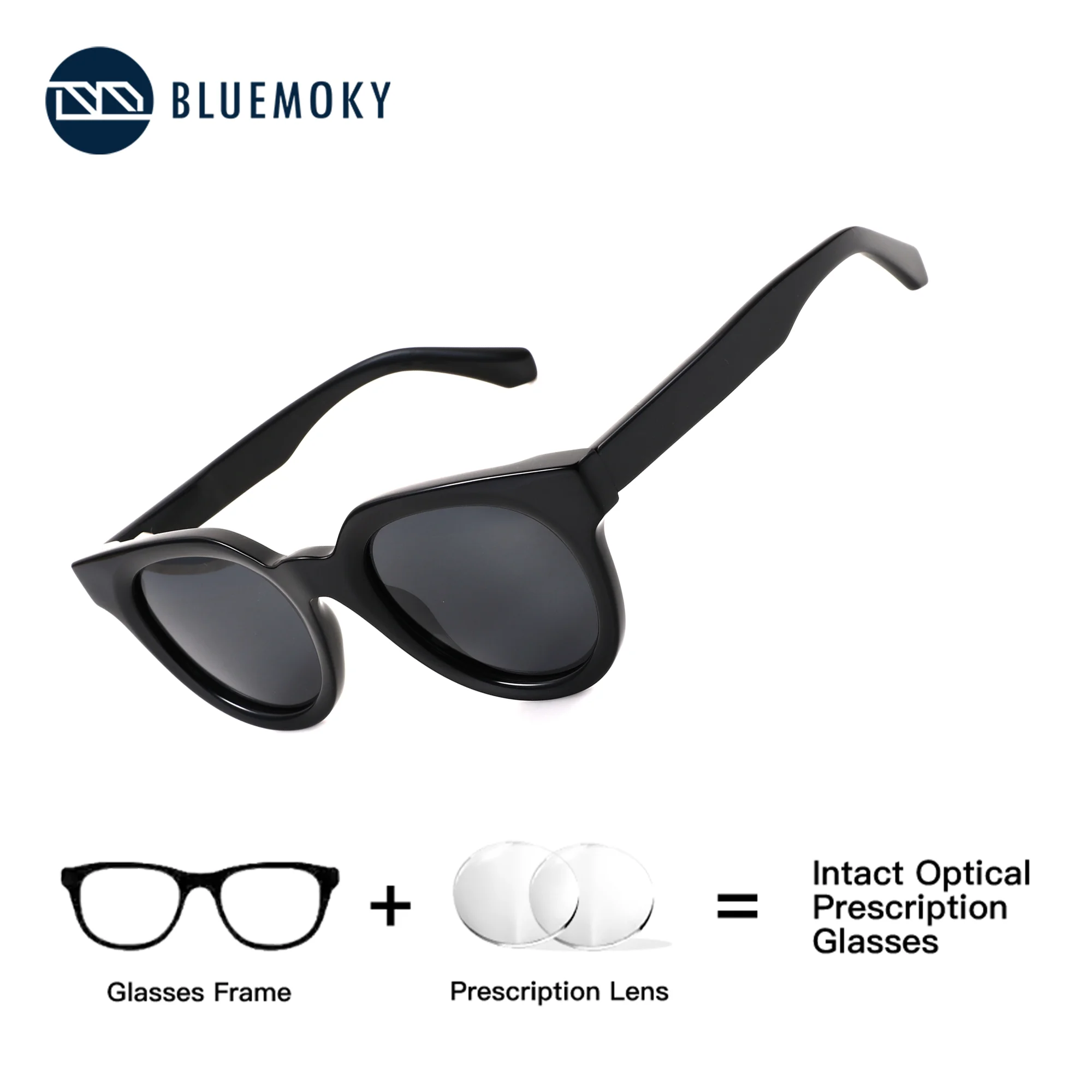 BLUEMOKY L Size Square Custom Eyeglasses Prescription Sunglass Men Women Acetate Polarized UV400 Sunscreen Optical Glasses