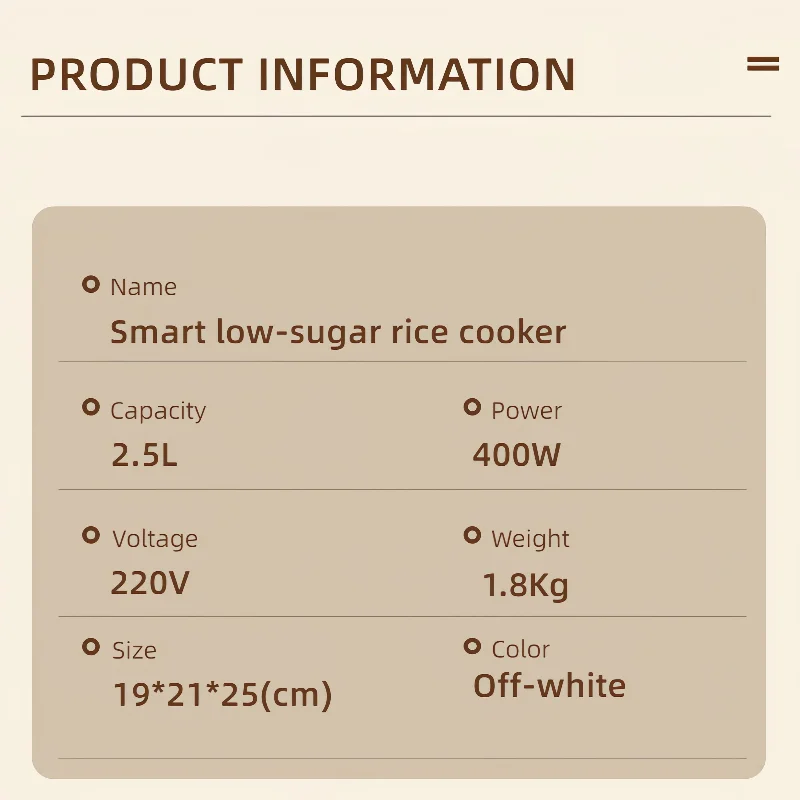 Rice cooker, smart rice cooker, 2.5L smart low-sugar rice cooker for home use, separate sugar for healthy diet, 24-hour reservat
