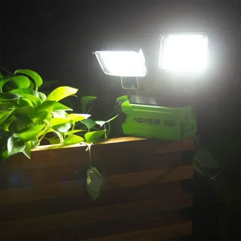 Outdoor LED Work Light For GREENWORKS 40V 2.0ah Lithium Battery 29472 29462 29252 Portable 56W 5600LM  (Battery Not Included)