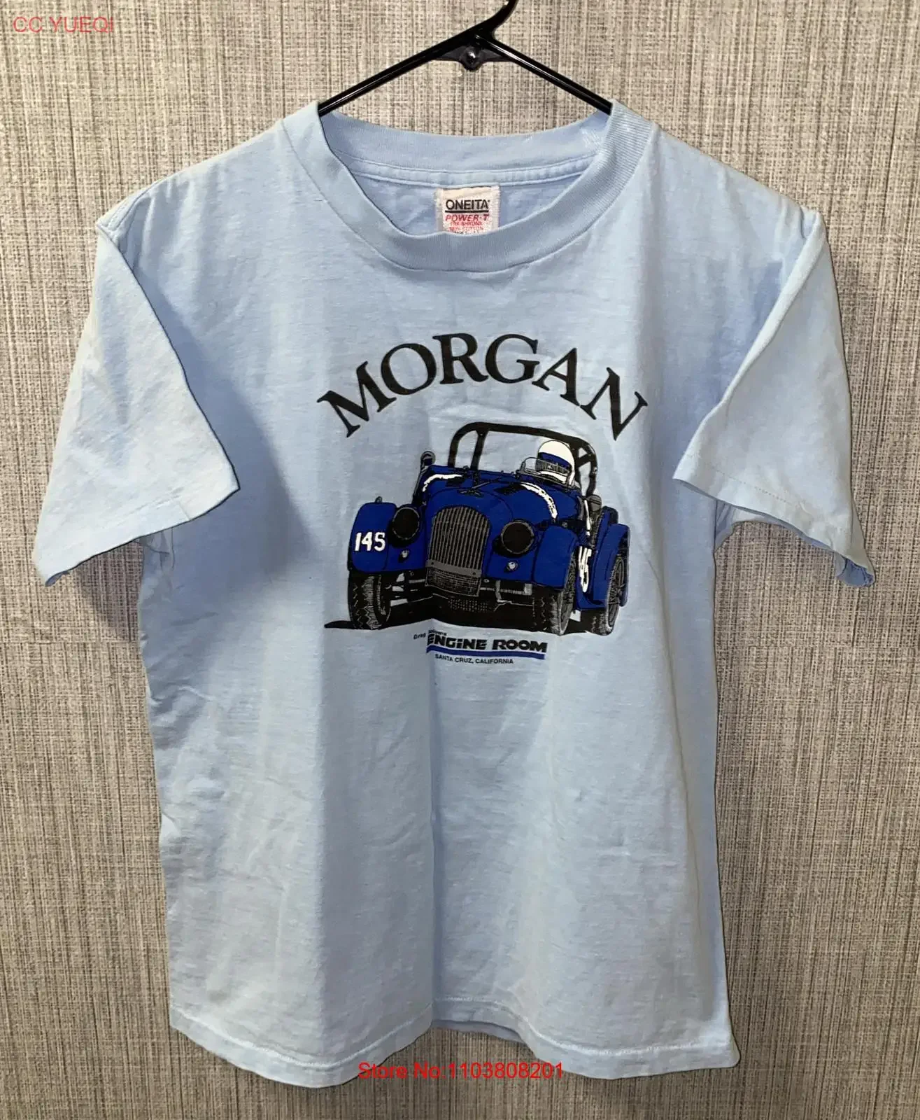 Мужская синяя рубашка Oneita Power T, размер L 20, подмышками, США, винтажная, слегка уличная, с графикой, универсальная, удобная, унисекс Мужская синяя рубашка Oneita Power T, размер L 20, подмышками, США, винтажная, слегка уличная, с графикой, универсальная, удобная, унисекс