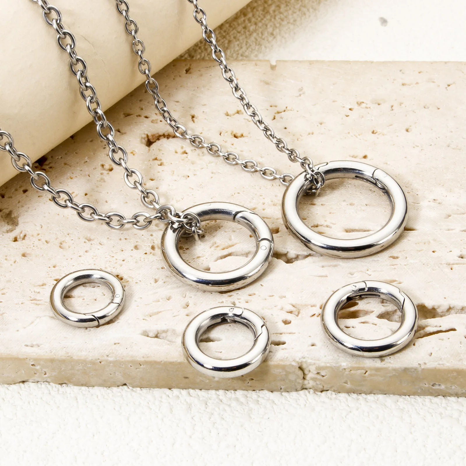1 Piece 304 Stainless Steel Bolt Spring Ring Clasps Round Silver Color Polished Jump Rings DIY Necklace Bracelet Jewelry Making