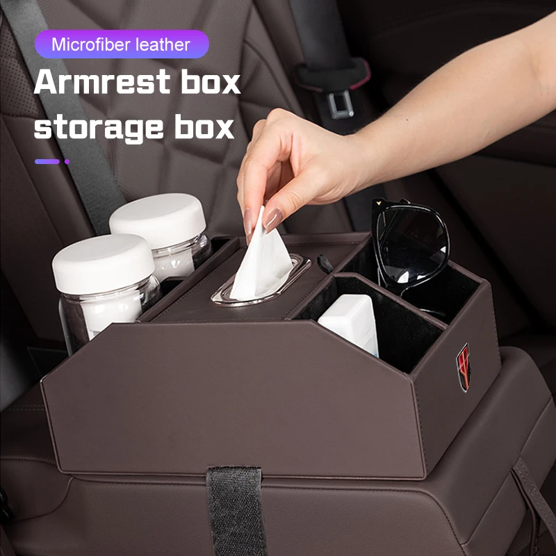 

Car Armrest Storage Box Auto Center Console Organizer For Hongqi HS5 H5 H9 E-QH5 HS7 E-HS9 H7 E-HS3 Tissue Box Water Cup Holder