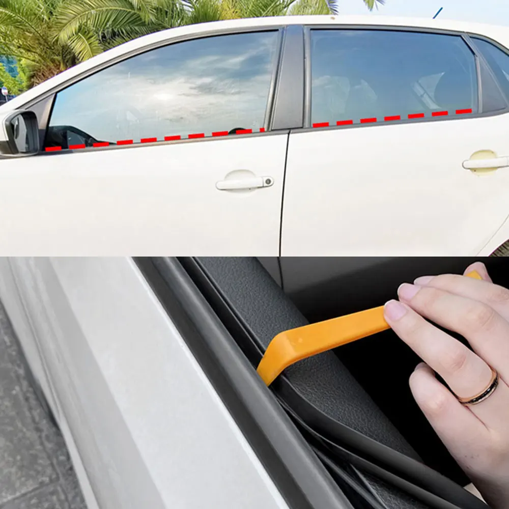 Car Window Seal Strip V Shape Side Door Sealing Strips Auto Rubber Filler Noise Insulation Weatherstrip Sealant Tool Accessories