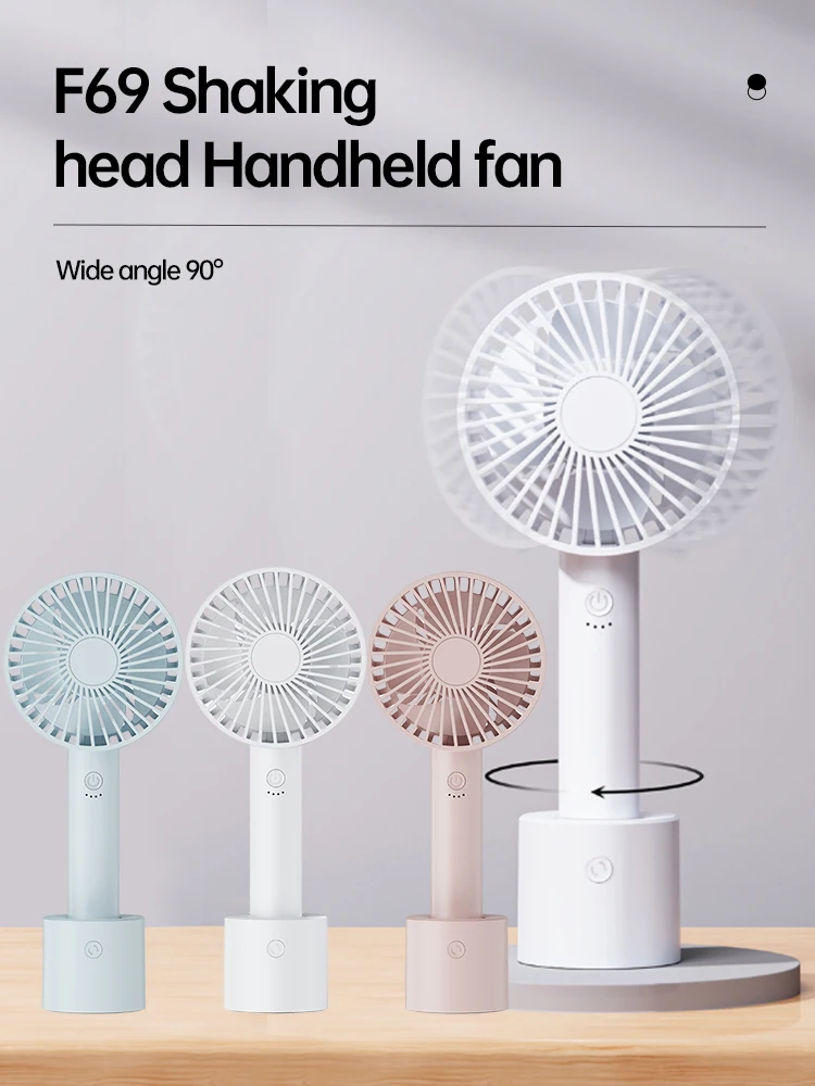 

Shaking Head Mini Portable Hand Fan USB Rechargeable Air Cooler Table Fan Handheld Mute For Summer Office Home Outdoor