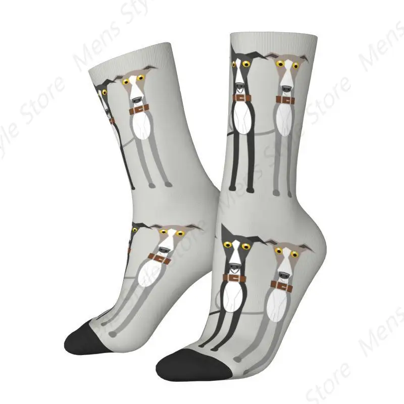 Cute Greyhound Sighthound Dog Dress Socks Mens Womens Warm Fashion Novelty Whippet Puppy Crew Socks