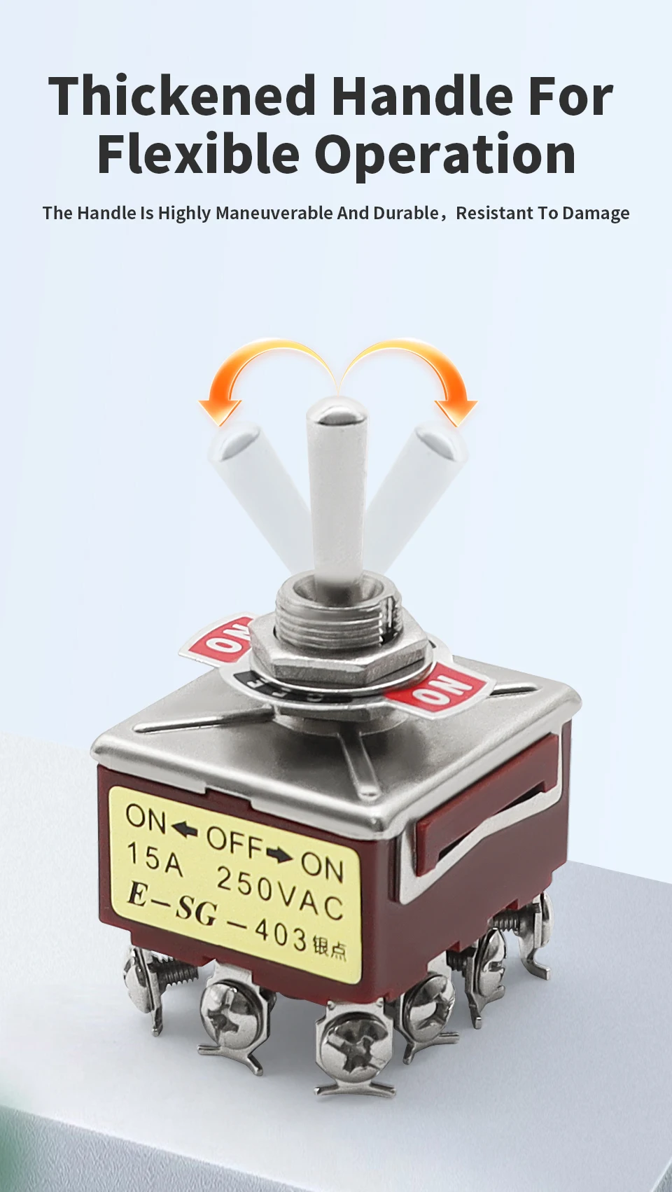 OMCH 1/5/10PCS 15A 250VAC Silber Kontakt Kippschalter E-SG Serie 2/3/4/6/8/9/12 Pin 2/3 Gang Selbst Reset/Selbstsperre – Detail 9