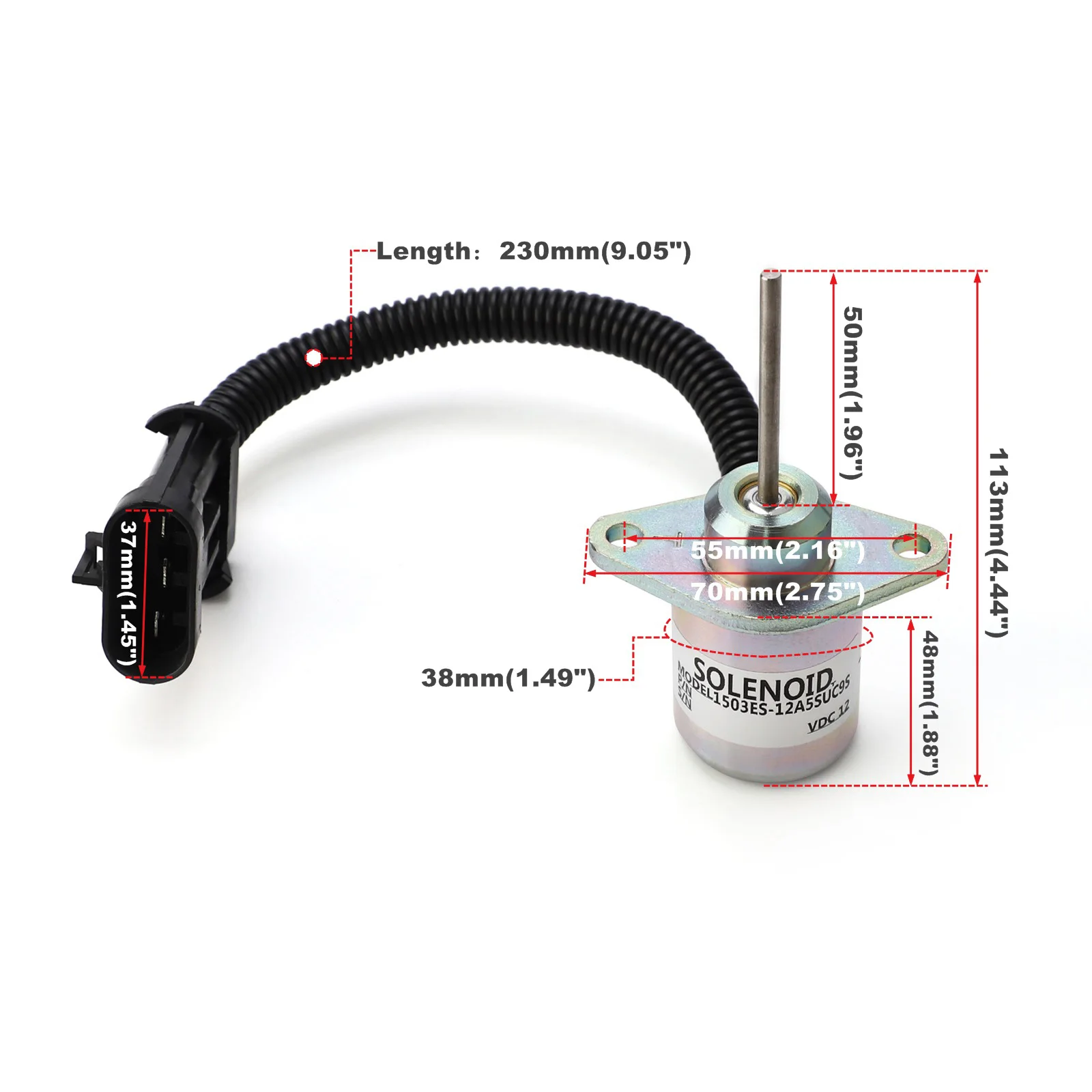 12V 1503ES-12A5SUC9S KUBOTA Fuel Shut Off Solenoid SA4668-S SA5019 SA-4289T