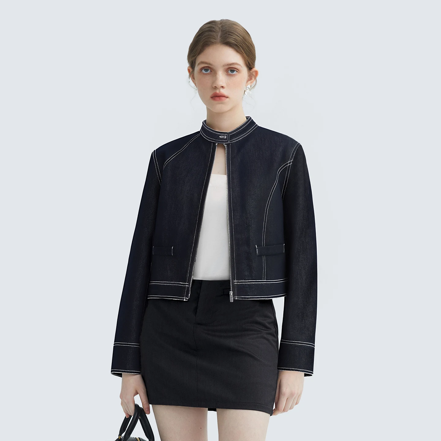 

Autumn French High-end High Street Short Denim Coat Top Women's Workwear Style Fashionable Minimalist Denim Jacket Office Lady