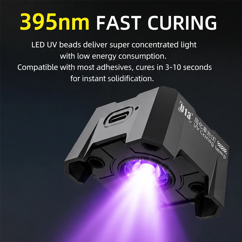 OSS U13 Portable UV Curing Lamp 3W Wireless Built in Battery Type-C Charging for Phone Repair Glue UV Gel Solder Mask Fast Curin